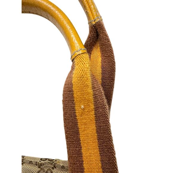 Gucci GG Canvas Web Sherry Line Tote Bag - Yellow & Brown Handle - Picture 7 of 16